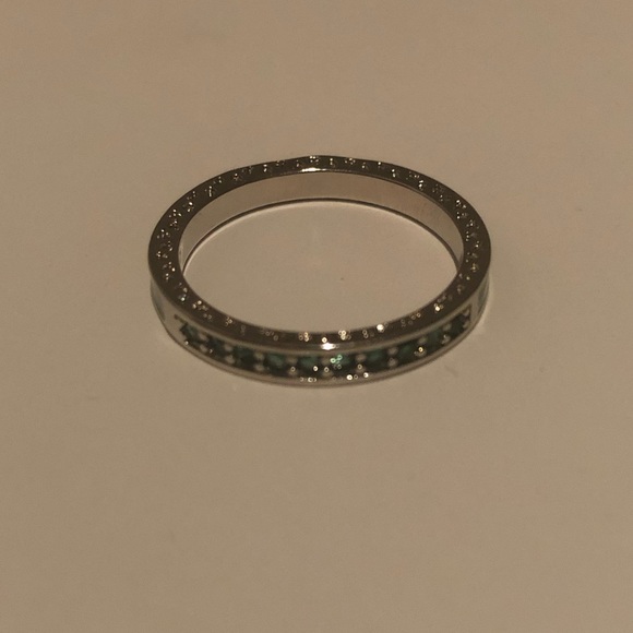 925 Silver Green Sapphire Ring Size 9 - Picture 2 of 8
